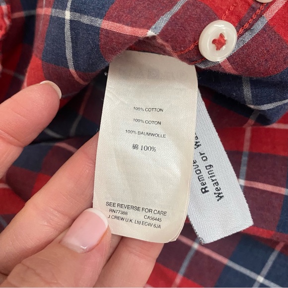 J. Crew blue red plaid slim cotton button down shirt size Medium - Picture 5 of 5